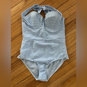 ASOS Blue and White Gingham Swimsuit